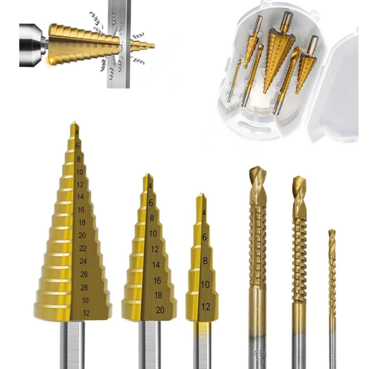 Kit 6 Brocas Escalonadas Titanio